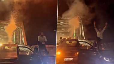 Video: Youth Celebrates Birthday, Sets off Fireworks on Delhi-Meerut Expressway, Police Launch Probe