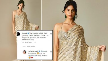 Shah Rukh Khan Surprised As Suhana Khan Poses in Nine Yards of Drape, Says, ‘So Elegant and Graceful’