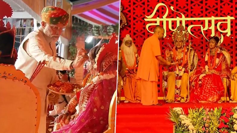 Deepotsav 2022: PM Narendra Modi and UP CM Yogi Adityanath Perform Rajyabhishek of Symbolic Lord Ram in Ayodhya (Watch Video)