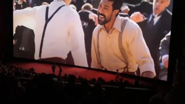 RRR at LA's Beyond Fest: Fans Dance in Front of Screen to Ram Charan, Jr NTR’s ‘Naatu Naatu’ With SS Rajamouli in Audience; Video Goes Viral - Watch!