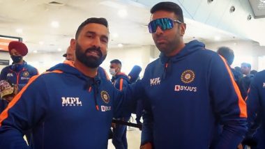 Dinesh Karthik Says ‘Thank You for Saving Me’ to Ravichandran Ashwin After Latter’s Cool Finish During IND vs PAK T20 World Cup 2022 Match (Watch Video)