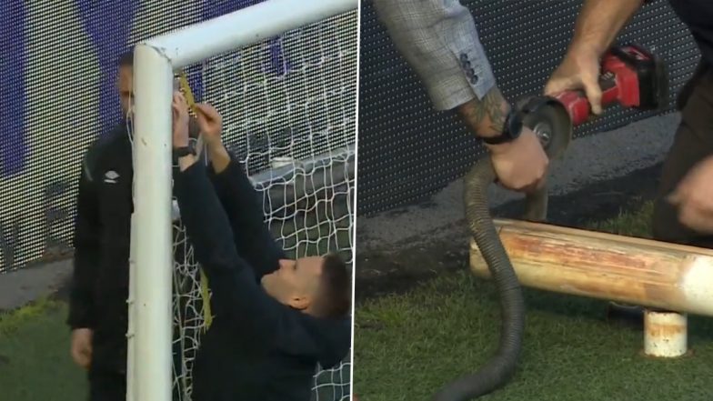 Hull City vs Birmingham Championship Match Delayed Because Goals Were Too Big and Needed Sawing Down! (Watch Video)