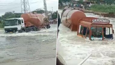 Video: Lorry Falls Into River in Anantapur As Heavy Rains Lash Andhra Pradesh