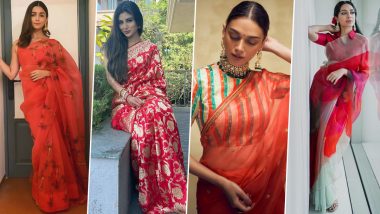 Last-Minute Karwa Chauth 2022 Puja Outfit Ideas: From Alia Bhatt to Mouni Roy, These Actresses Nail Ethnic Looks in Red To Serve You Enough Inspiration