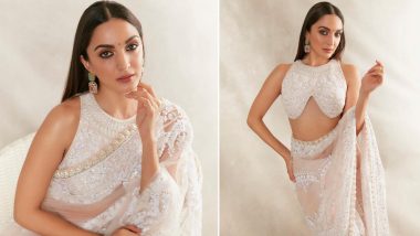 Looking For Diwali 2022 Party Outfit Idea? Kiara Advani's Sheer White Saree and Infinity Blouse Seems Like a Perfect Choice (View Pics)