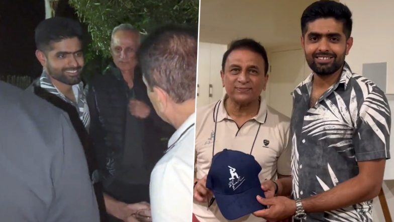 Babar Azam Meets Sunil Gavaskar, Indian Cricket Legend Signs Cap for Pakistan Captain (Watch Video)