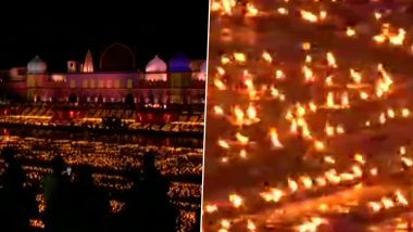 Ayodhya Deepotsav 2022: Chants of ‘Jai Shree Ram’ Echoed After Over 17 Lakh Earthen Diyas Lit Up on Banks of Saryu River in PM Narendra Modi’s Presence (See Pics and Video)