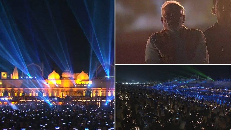 Ayodhya Deepotsav 2022: Breathtaking Musical Laser Show on Saryu River on Eve of Diwali (Watch Video)