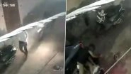 Ghaziabad Road Rage: Motorcycle Rider Crashes into Man, Thrashes Him After Getting Up in Loni (Watch Video)
