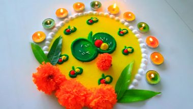 Dasara 2022 Easy Rangoli Patterns: Get Beautiful Rangoli Designs To Decorate Your Houses on This Festive Occasion of Dussehra (Watch Videos)