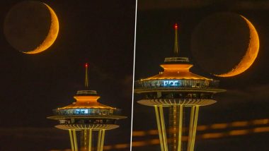 Apocalyptic View! Seattle-Based Photographer Shares Astonishing Time-Lapse Video Of Crescent Moon Descending Behind Space Needle; Watch Viral Clip