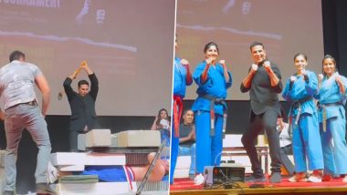 Akshay Kumar Attends International Kudo Tournament, Breaks Bricks With Hammer (Watch Video)