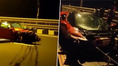 Ferrari Accident on Bandra-Worli Sea Link: Video of Another Mishap Involving Ferrari Car Goes Viral