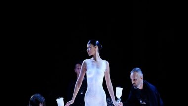 Bella Hadid Gets Dress Spray-Painted on Her Body at the Coperni Show in Paris (Watch Video)