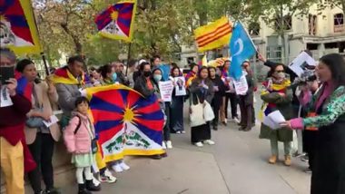 World News | On China National Day, Civil Societies in Paris Protest Against Human Rights Violations