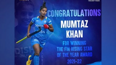 Sports News | India's Young Hockey Sensation Mumtaz Receives FIH's Rising Star of Year 2021-22 Award