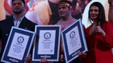 Business News | India's Pride Vispy Kharadi Sets 3 More Guinness Records; Bestowed with Steel Man of India Title by Sahil Khan
