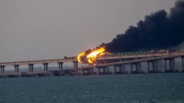 World News | Key Bridge Connecting Crimea to Russia Hit by Huge Explosion