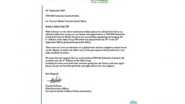 Business News | African Cricket Association Lauds Toyam Industries Ltd Efforts in Concluding Africa Cup T20