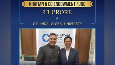 Business News | Khaitan & Co. Establishes Rs One Crore Endowment Fund at O.P. Jindal Global University