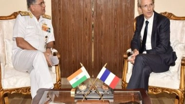 World News | French Envoy Lenain Discuss Maritime Challenges with Vice Adm Biswajit Dasgupta in Visakhapatnam