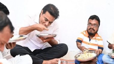 India News | Telangana: KTR Visits Fluorosis Victim's Home in Munugode, Has Lunch
