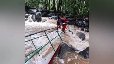 India News | Goa: Over 40 Rescued at Dudhsagar Waterfalls After Cable Bridge Collapses