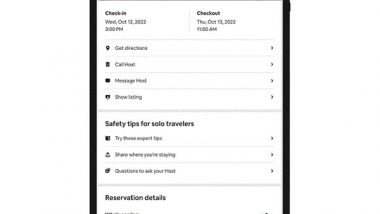 Business News | Airbnb Launches a New Safety Product for Solo Travelers in Hindi