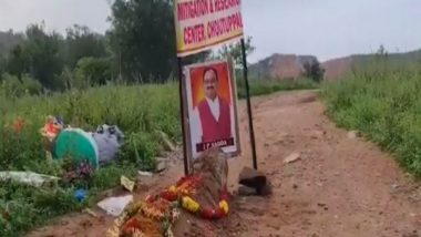 Telangana: New Low in Politics, Miscreants Dig Grave and Put BJP Chief JP Nadda’s Picture in Nalgonda (Photos)