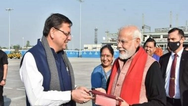 India News | Uttarkhand CM Gifts PM Modi a Traditional Cap Carved with Brahma Kamal