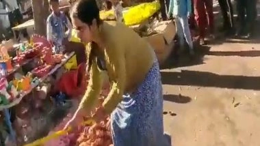 India News | Lucknow Woman Destroys Roadside Diya Shops on Diwali, Video Goes Viral