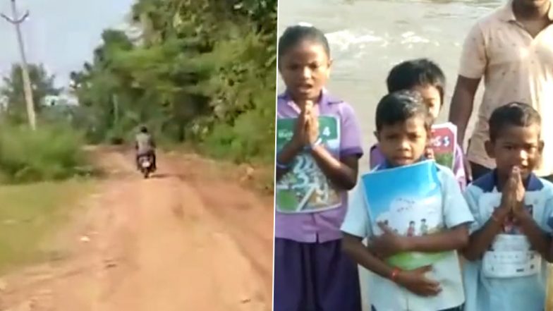 Video of Tribal Students of Lingapuram Village Standing in Waters and Demanding Road Construction 'Staged', Says Andhra Pradesh CM's Office; Shares Footage of Actual Situation