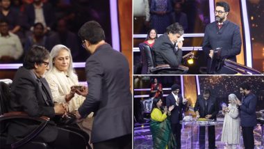 Amitabh Bachchan Turns 80: Abhishek Bachchan and Jaya Bachchan Surprise Big B on KBC 14 Sets to Celebrate His Birthday (Watch Video)