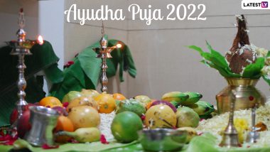 Ayudha Puja 2022 Images and Maha Navami HD Wallpapers for Free Download Online: Astra Puja Messages, Wishes and SMS To Express Gratitude For All Instruments and Machines