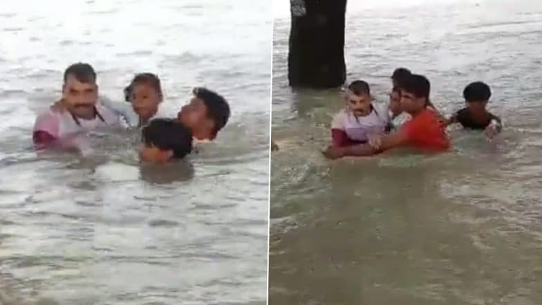 Video: Police Officer of UP's Balrampur Risks His Life, Saves Child From Drowning in Flooded Waters