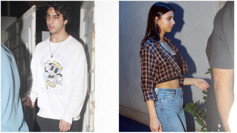 Aryan Khan and Suhana Khan Photographed at the Screening of Madhuri Dixit Starrer Maja Ma (Watch Video)