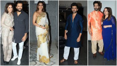 Genelia Deshmukh–Riteish Deshmukh, Kriti Sanon, Kartik Aaryan, Varun Dhawan–Natasha Dalal and Others Arrive in Style at Ayushmann Khurrana–Tahira Kashyap’s Residence for Diwali 2022 Celebration (View Pics & Videos)