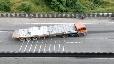 Video: Major Accident Averted on Mumbai-Pune Expressway After Container’s Brake Fails Near Khandala Borghat