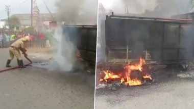 West Bengal: Mob Thrashes Suspected Cattle Smuggler in Howrah, Sets His Vehicle on Fire (See Pics)
