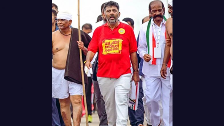 Bharat Jodo Yatra: Karnataka Congress Chief DK Shivkumar Attacks BJP, Wears T-Shirt Highlighting ‘Unemployment’