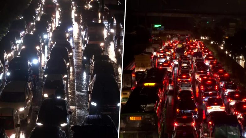 Delhi Rains: Massive Traffic Snarl After Heavy Rainfall Lashes Several Parts of the National Capital (See Pics)