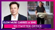 Elon Musk Visits Twitter Headquarters With A Sink In His Hand, Changes Twitter Bio To &lsquo;Chief Twit&rsquo;