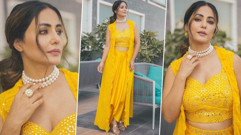 Diwali 2022: Hina Khan Gives Festive Fashion Inspiration in Yellow Ethnic Ensemble and Pearl Neckpiece (View Pics)