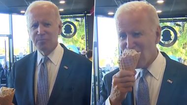 Joe Biden Eating Ice Cream Video Goes Viral After US President’s ‘Our Economy Is Strong as Hell’ Comment While Enjoying Ice Cream Does Not Sit Well With Netizens!