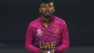 Karthik Meiyappan Becomes 5th Bowler to Take a Hat-Trick in T20 World Cup, First Player to Achieve the Feat from UAE; Creates History During SL vs UAE Match (Watch Video)