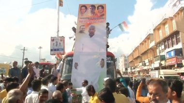 Congress Workers Celebrate Mallikarjun Kharge's Presidential Poll Win in Karnataka’s Kalaburagi (Watch Video)
