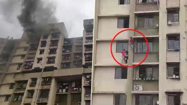 Kurla Fire: Level 2 Blaze Erupts at Residential Building Near Lokmanya Tilak Terminal, No Casualty Reported (Watch Video)