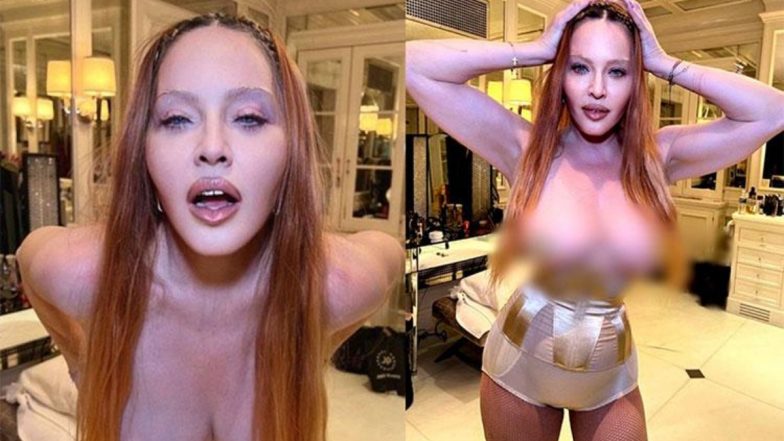 Madonna Goes Topless and Shows Her Bare Breasts While Covering Nipples With Emojis in New NSFW Pics!