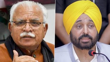 Haryana CM Manohar Lal Khattar To Meet Punjab Counterpart Bhagwant Mann Over Sutlej-Yamuna Link Canal in Chandigarh