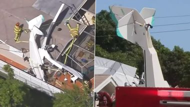 US Plane Crash Video: Small Aircraft Crashes Into Miramar Home in Florida, Two Killed